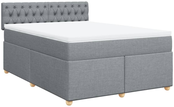 vidaXL Boxspringbett mit Matratze Hellgrau 140x190 cm Stoff 3286682