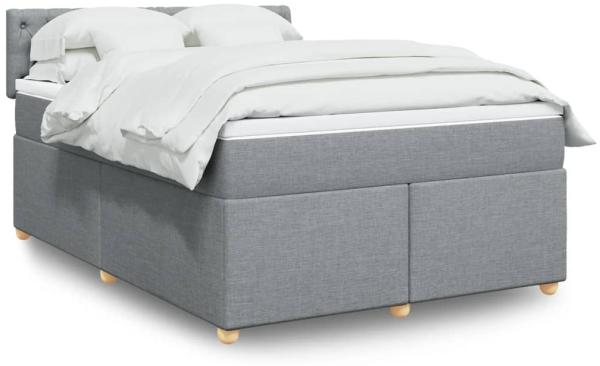 vidaXL Boxspringbett mit Matratze Hellgrau 140x190 cm Stoff 3286682