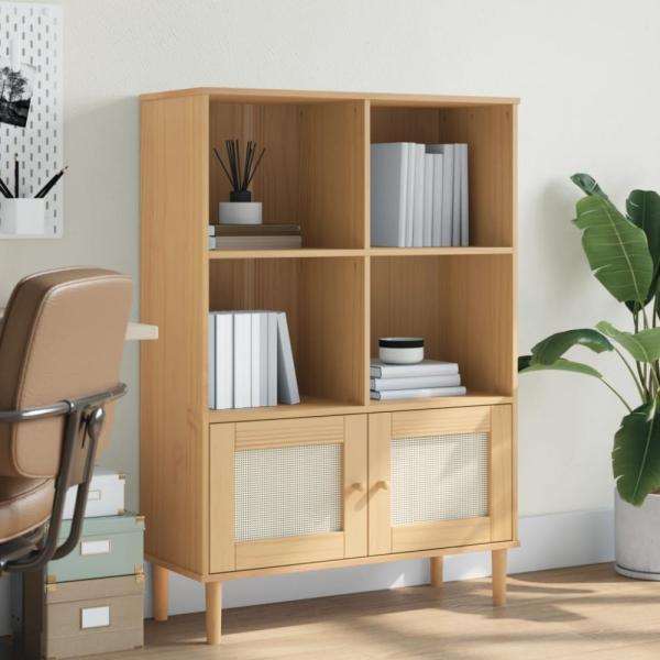 vidaXL Bücherschrank SENJA Rattan-Look Braun 90x35x130 cm Kiefernholz 358061