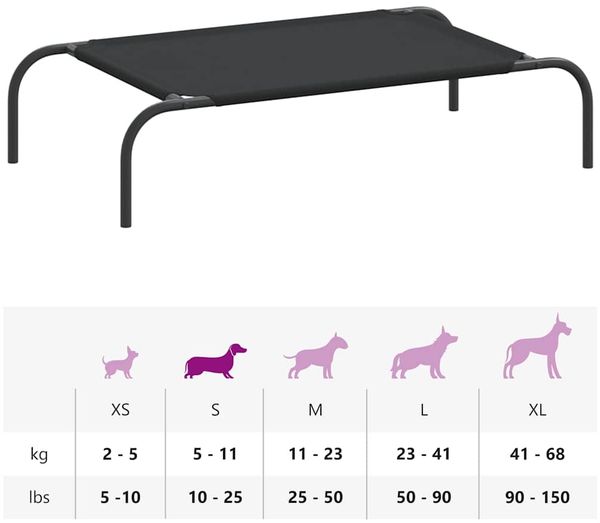 vidaXL Hundebett Erhöht Schwarz 90x50x20 cm Oxford-Gewebe und Stahl 42000838 Bild 9