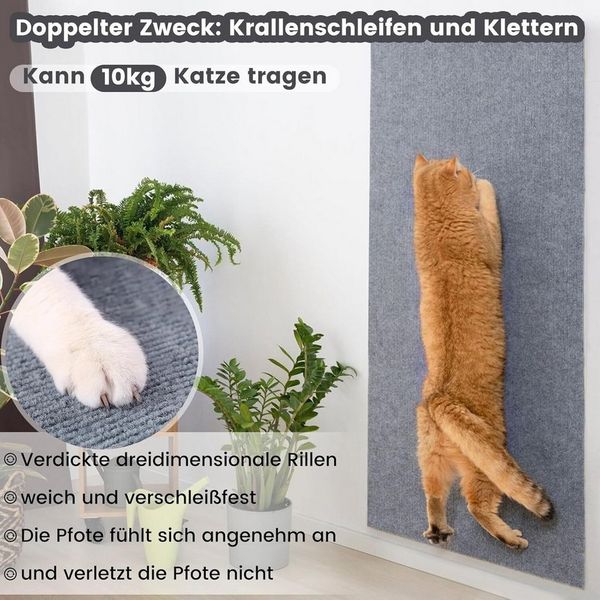 wohnTRAUM24 Kratzmatte Kratzmatte 200x40 CM Selbstklebend Kratzteppich Katze Wand Sofa, (Kratzmatte Sofa, Katzen Möbel Schutz, DIY Kratzpad, Kratzschutzmatte), Kratzteppich Ecke DIY Climbing Cat Scratcher Mat AntiKratz