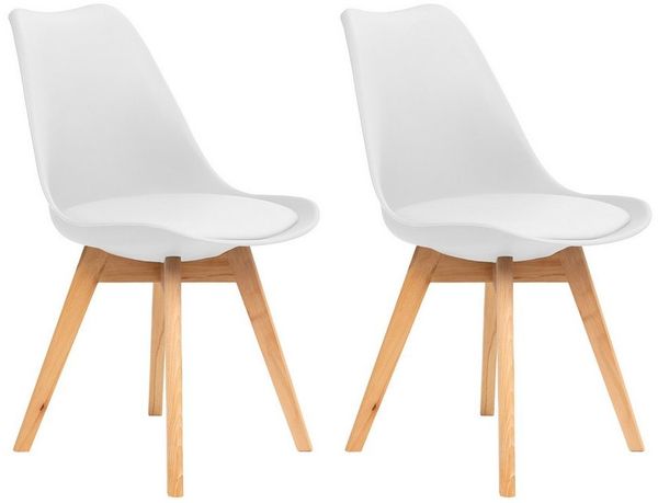 Furnify Esszimmerstuhl Küchenstuhl BJÖRN Skandinavischer Stuhl mit PU-Kissen & Holzbeinen (Set, 2 St), mit Rückenlehne