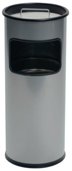 Standascher mit Sandschale METALL rund, 260x620 mm (ØxH), 17 l, silber metallic