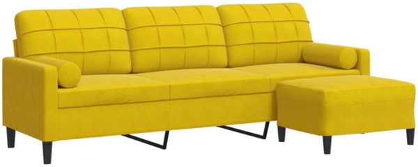 vidaXL Sofa 3-Sitzer mit Hocker Gelb 210 cm Samt 3278283