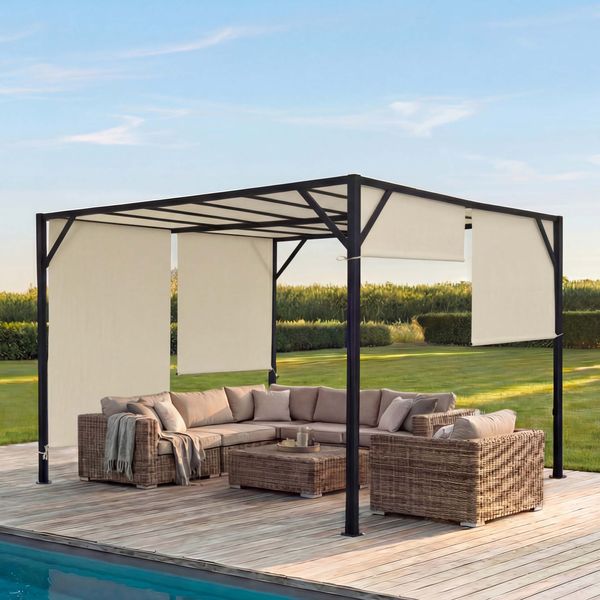 Mendler 'Baia' Pergola, stabiles 6cm-Stahl-Gestell und Schiebedach, 4x4m