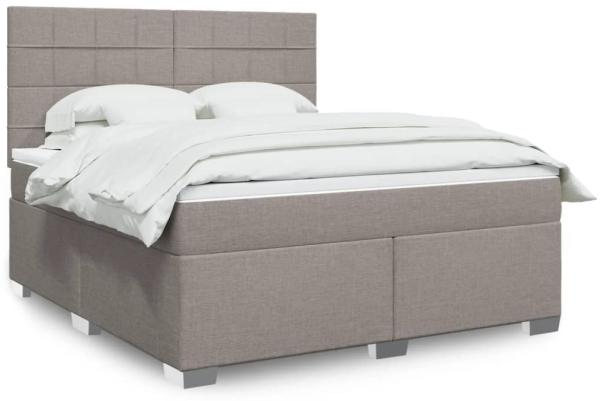 vidaXL Boxspringbett mit Matratze Taupe 180x200 cm Stoff 3292871