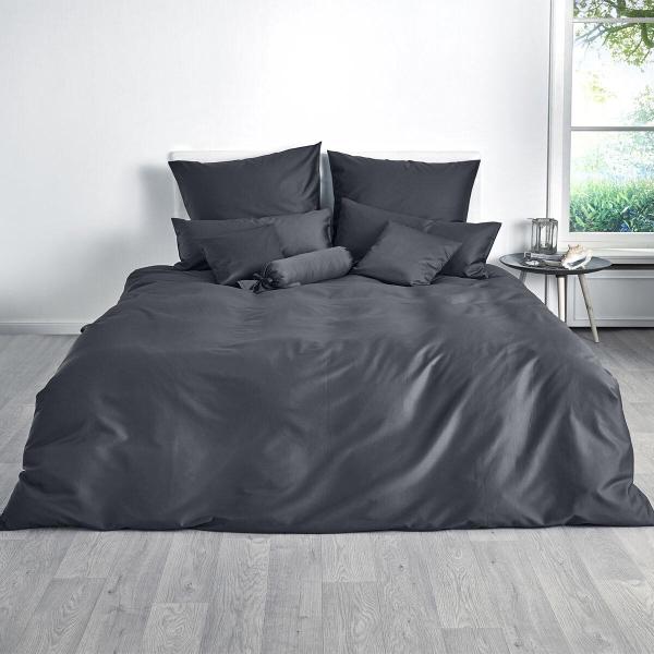 Traumschlaf Uni Mako-Satin Bettwäsche|135x200 cm + 40x80 cm| titan