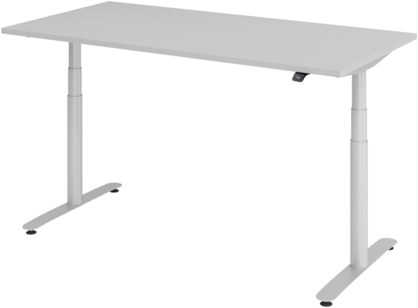 bümö elektrisch höhenverstellbarer Schreibtisch 160x80 cm mit Memory, Bluetooth & App-Steuerung - Schreibtisch höhenverstellbar elektrisch , elektrischer Schreibtisch grau, Gestell silber, XDLR-16-5-S