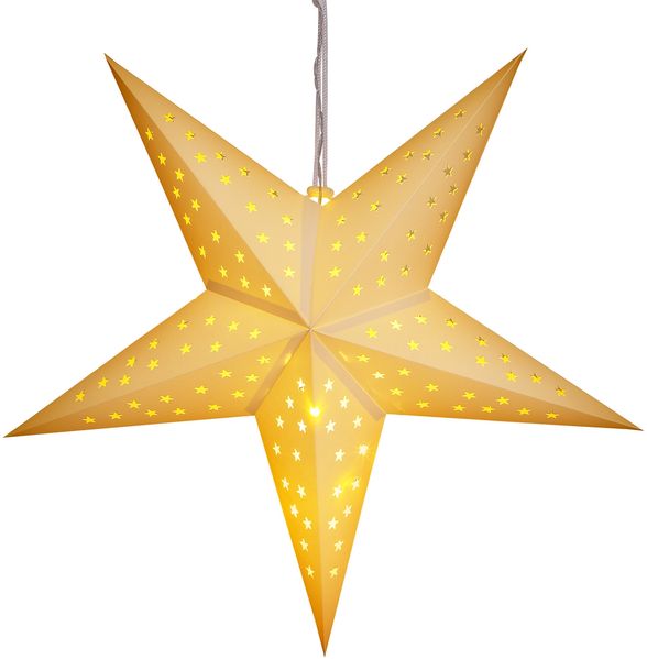 Casaria LED Weihnachtsstern Creme 5 Spitzen Sternmuster Beleuchtet 60 cm Papierstern Weihnachten Weihnachtsdeko Leuchtstern Dekostern Adventsstern
