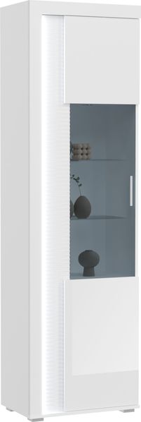 Vitrine 'Skylight', Holz Weiß / Weiß Hochglanz, 202 x 37 x 60 cm