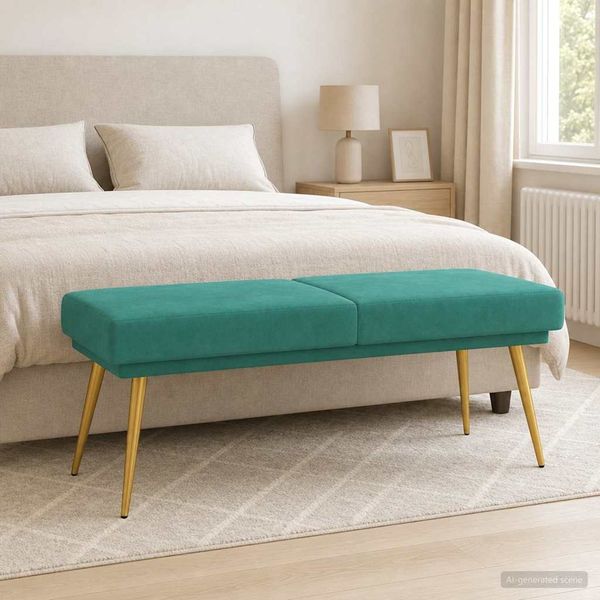 vidaXL Doppellagige Bank Türkis 120 x 45 x 46 cm Samt 42038595