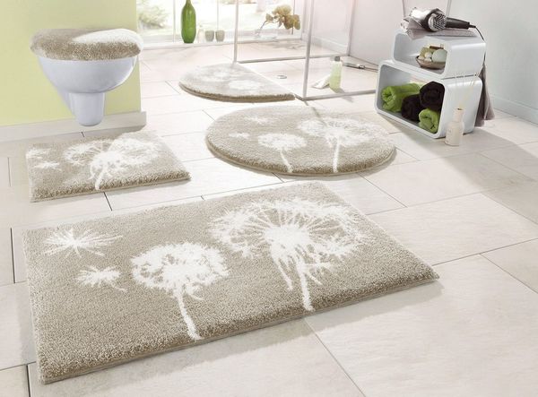 Grund Badematte Pusteblume, Badvorleger, Badezimmer Teppich, sehr weich, Höhe 20 mm, rutschhemmend beschichtet, schnell trocknend, fußbodenheizungsgeeignet, Polyacryl, rechteckig, weiche Haptik, auch als 2-teiliges Set erhältlich, Made in Europe