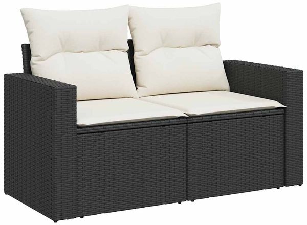 vidaXL 9-tlg. Garten-Sofagarnitur mit Kissen Schwarz Poly Rattan 3327073 Bild 7