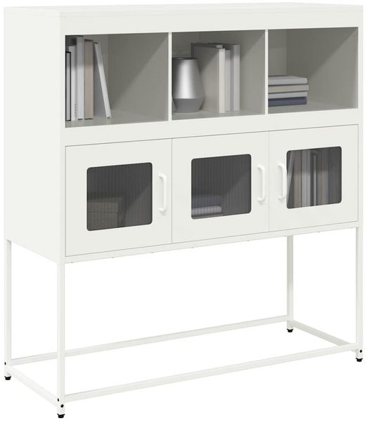 vidaXL Sideboard Weiß 100,5x39x107 cm Kaltgewalzter Stahl 853421