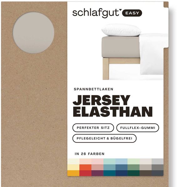 Schlafgut 'Easy' Spannbettlaken, MADE IN GREEN by OEKO-TEX®, Gummizug: rundum, Jersey Elasthan, Sand Mid, S 90x190 cm - 100x220 cm