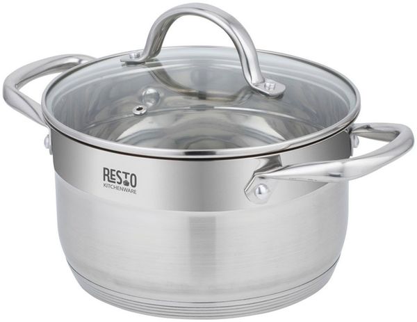 RESTO Kitchenware Kochtopf Rigel, Topf energiesparend und spülmaschinenfest, Edelstahl 18/10 (2-tlg), mit hitzebeständigem Glasdeckel, im Geschenkkarton