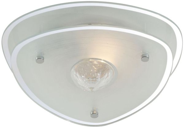 Deckenleuchte, Glas satiniert, Kristallglas klar, chrom, H 10 cm