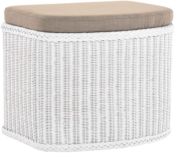 Krines Home Wäschetruhe Wäschekorb bauchig Sitz Truhe Sitzbank mit Deckel Sitzhocker Polster (Wäschebox mit Inlett), Sitzbank mit Stauraum