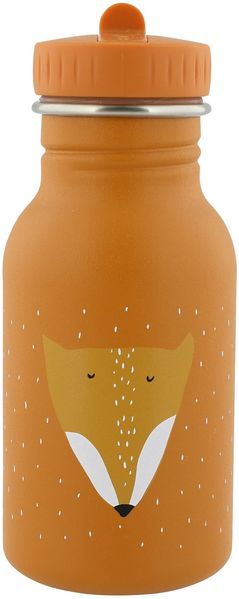 Trixie Baby Trinkflasche aus Edelstahl, 350ml/500ml, Auslaufsicher, mit Tragekordel, Schlanke Form für Kleine Hände, Bruchsicher, ab 3 Jahren (Mr. Fox, 350ml)