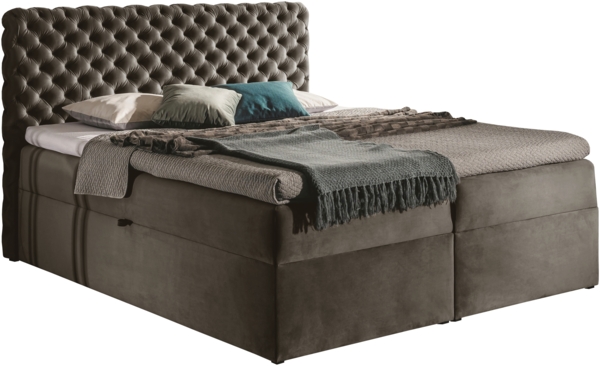 99rooms Angelo Boxspringbett Velours 160x200 cm Braun Bild 4