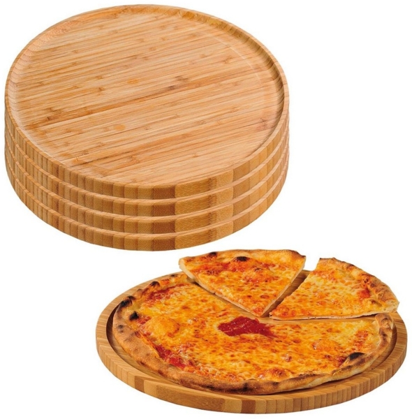 5 Stück Pizzateller - Bambus - Ø 32cm
