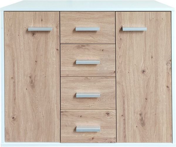 HTI-Living Sideboard Sideboard Nina mit 4 Schubladen Weiß Artisaneiche (Stück, 1 Sideboard), Anrichte Kommode Schrank
