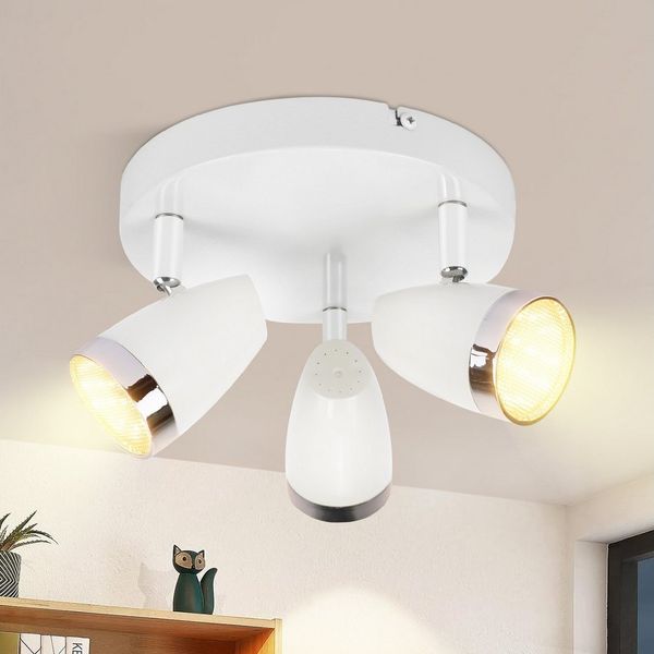 ZMH Deckenstrahler 1/2/3/4 Flammig 4/6/12/16W Deckenlampe schwenkbar 350° Wohnzimmer, Augenschutz, Einfache Installtion, LED fest integriert, Warmweiß, Weiß 3000K schwenkbar 350° Deckenspot Flur Schlafzimmer