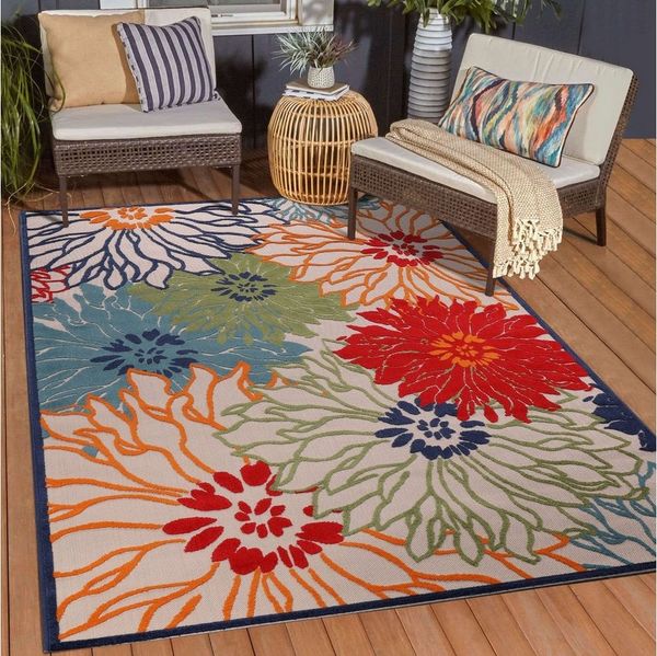 Sanat Teppich Floral 2 Outdoor, rechteckig, Höhe: 6 mm, In- und Outdoor geeignet, Blumen, Balkon, Terrasse, Außenbereich