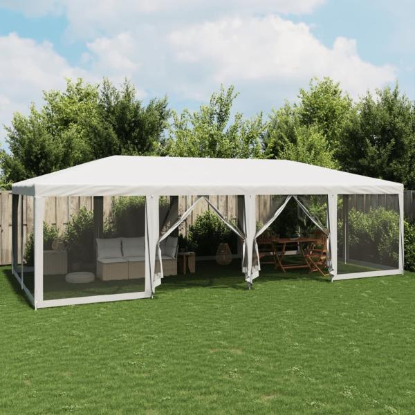 vidaXL Partyzelt mit 12 Mesh-Seitenteilen Weiß 8x4 m HDPE 4010071