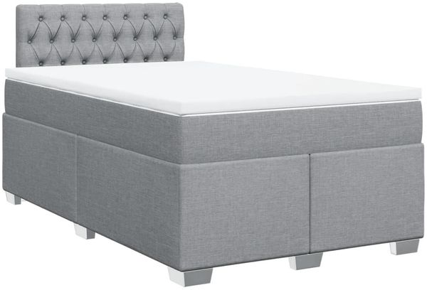 vidaXL Boxspringbett mit Matratze Hellgrau 120x200 cm Stoff 3288162 Bild 3