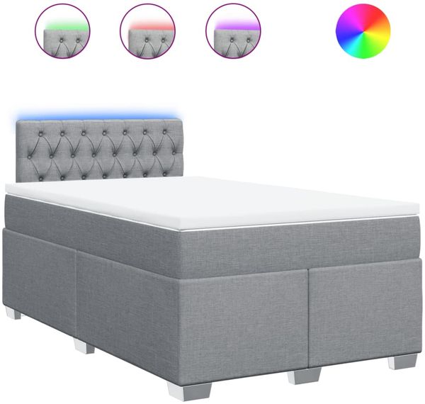 vidaXL Boxspringbett mit Matratze Hellgrau 120x200 cm Stoff 3288162 Bild 2