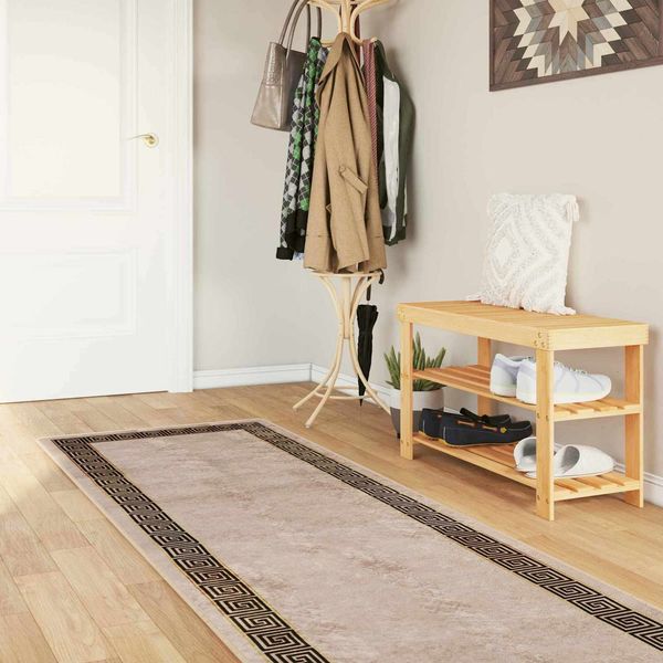 vidaXL Teppichläufer MARSA Schwarz 100x450 cm Polyester und PVC 42023343