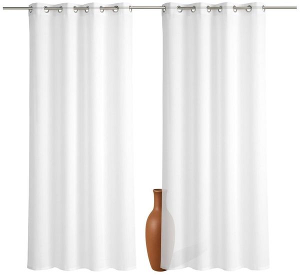 2er Set Ösenvorhang Voile 245 cm weiß transparent - Farbe: Weiss