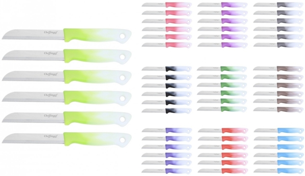 Cheffinger Messer-Set Küchenmesser Steakmesser 6-tlg CF-MK06 Auswahl Farbe Dunkelgrün