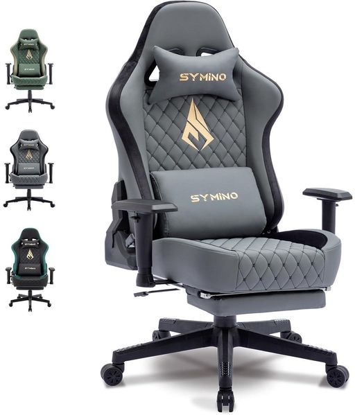 Symino Gaming Stuhl Racing Style 200kg Belastbarkeit verstellbar Grau