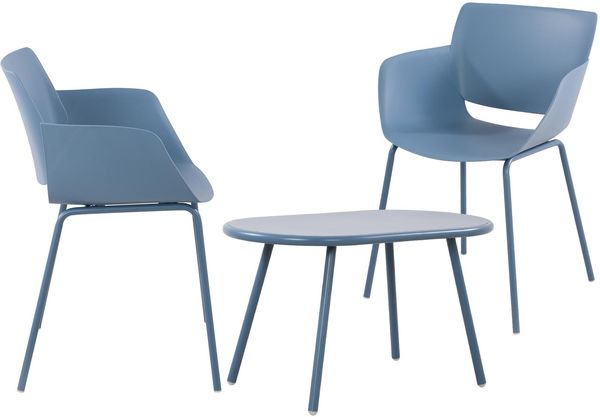 CLP Sitzgruppe Velvena Set Tisch Velva Stühle Alpena wetterfest und UV-beständig,blau 2 Stühle