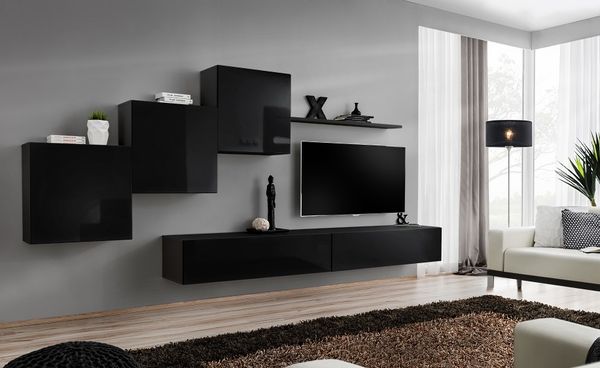 Hängende Wohnwand Switch X in Wotan 330 x 150 cm 6-teilig