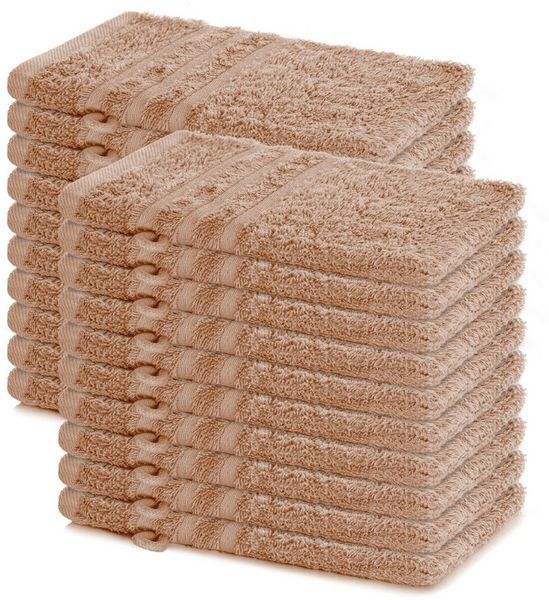 Lavea Waschhandschuh 20er Set Waschhandschuhe, 15 x 21 cm, Elena-Frottierserie, Waschlappen, (20-St), 500 g/m² Frottier, weich & saugstark, pflegeleicht