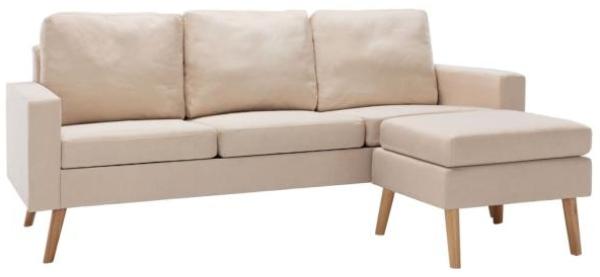 vidaXL 3-Sitzer-Sofa mit Hocker Creme Stoff 288726