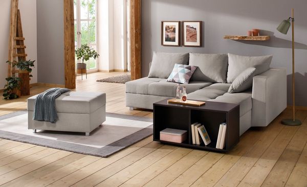 Home affaire Ecksofa Italia L-Form, B: 217 cm, Bettfunktion, Bettkasten & 1 Zierkissen, Federkern