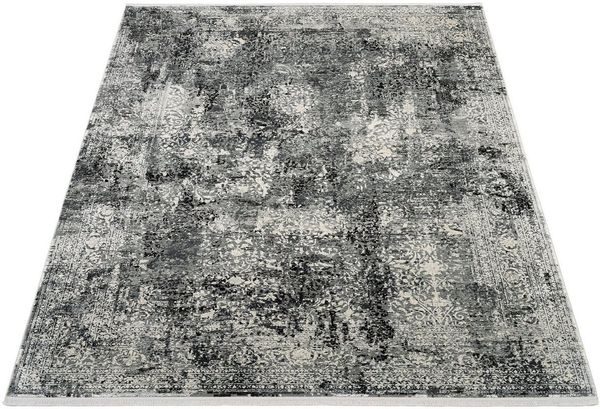 OCI DIE TEPPICHMARKE Teppich BESTSELLER CAVA, rechteckig, Höhe: 8 mm, Glanz Viskose, mit Fransen, Hoch Tief Struktur, Vintage, Wohnzimmer