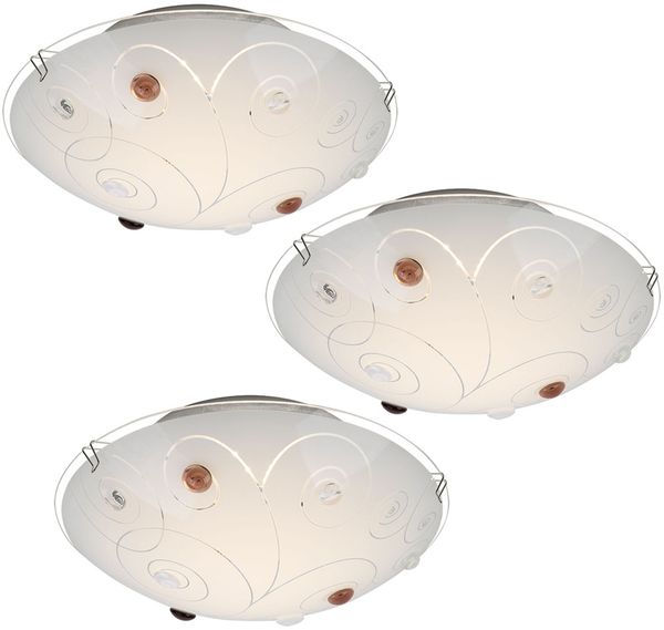 3x LED Deckenleuchte, Chrom, Glas satiniert, CCT, 41,5 cm