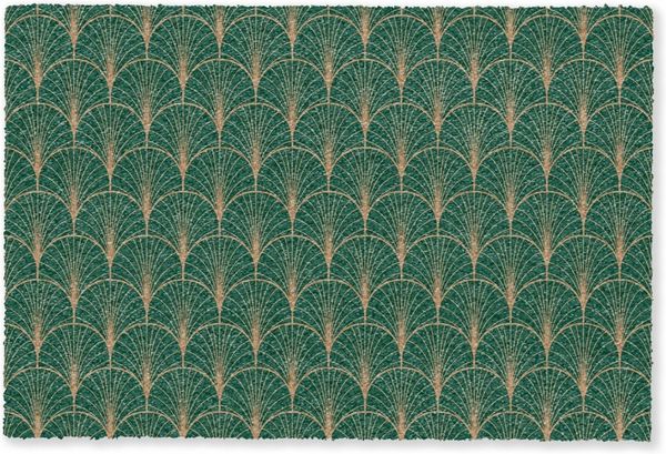 MuchoWow Fußmatte Gemustert - Grün - Gold - Symmetrisch, Rechteckig, innen Schmutzfangmatte, Tür, Schmutzfänger Flur, Teppich, 60x40 cm