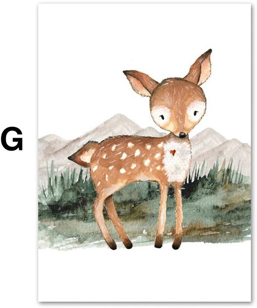 Poster Kinder Wald Tiere Fuchs Waschbär Reh Eule Fuchs Braunbär und Berge als Deko Print ohne Rahmen - A / 40X60cm Bild 8