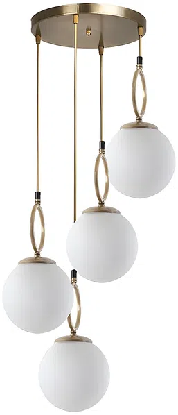 Vente-unique - ASROUN Hängelampe Kronleuchter und Deckenlampe GlasMetall WeißGold - B 30 cm x H 70 cm x L 30 cm Bild 2