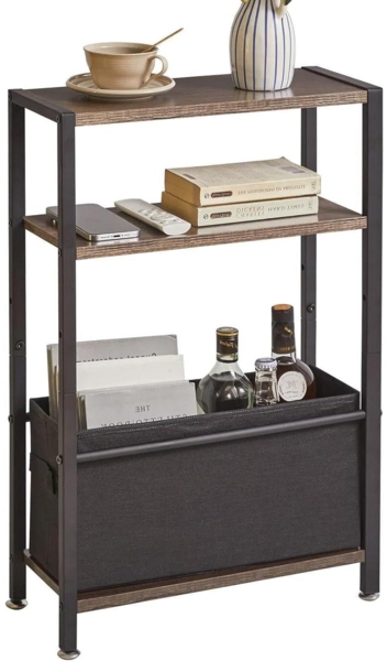 Aibiju Beistelltisch mit Stauraum 3-stufiger schmaler Couchtisch dunkelgrau