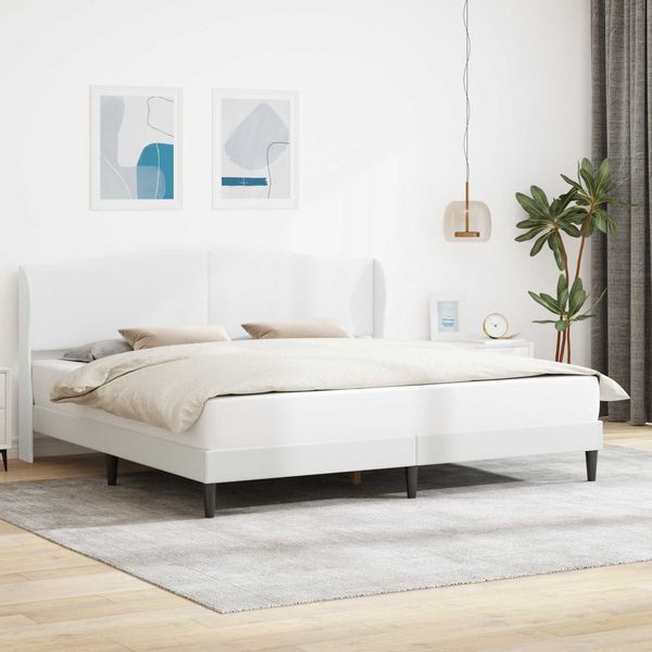 vidaXL Bettrahmen mit Kopfteil Weiß 200 x 200 cm Kunstleder 42027866