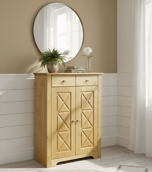 OTTO home Kommode Hugo (B/T/H: 74/38/100 cm), aus massiver Kiefer, Breite 74 cm, 2 Schubladen, FSC® zertifiziert