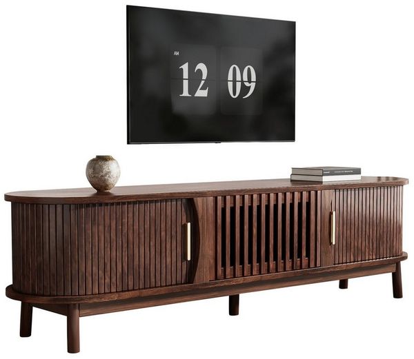 Merax Lowboard mit 2 Schiebetüren und Klapptür (TV-Lowboard TV-Unterschrank, 1 St, 165x39,5x46cm), Fernsehschrank Landhaus TV-Ständer mit 5 Holzbeine & Stauraum