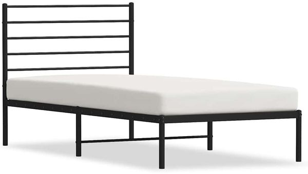 Einzelbettgestell Design für Erwachsene mit Kopfteil Metall Schwarz 90x190 cm d2784e